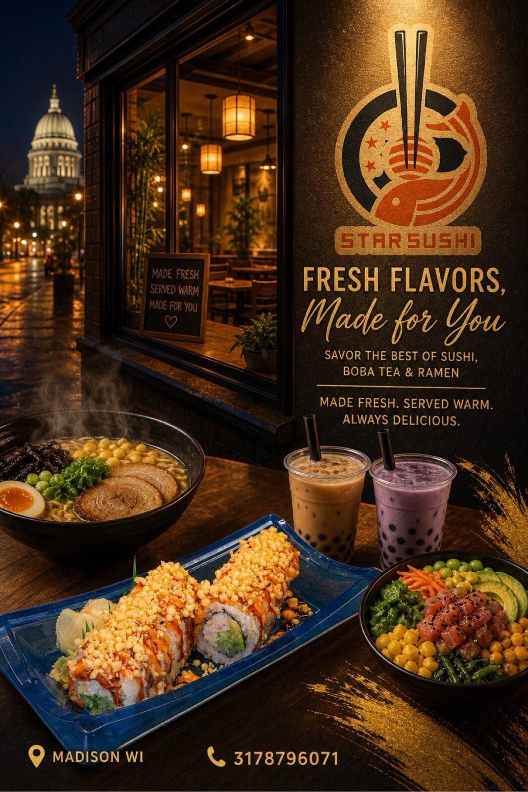 Star Sushi promotional flyer