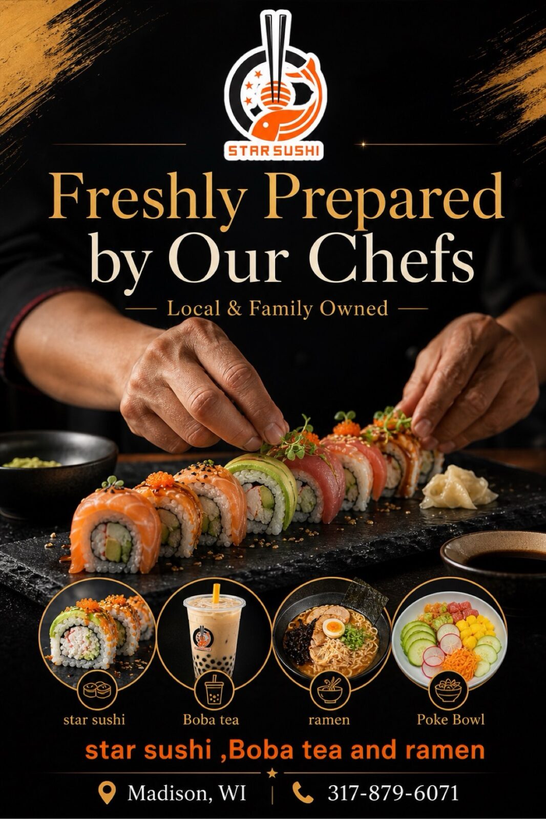 Star Sushi promotional flyer