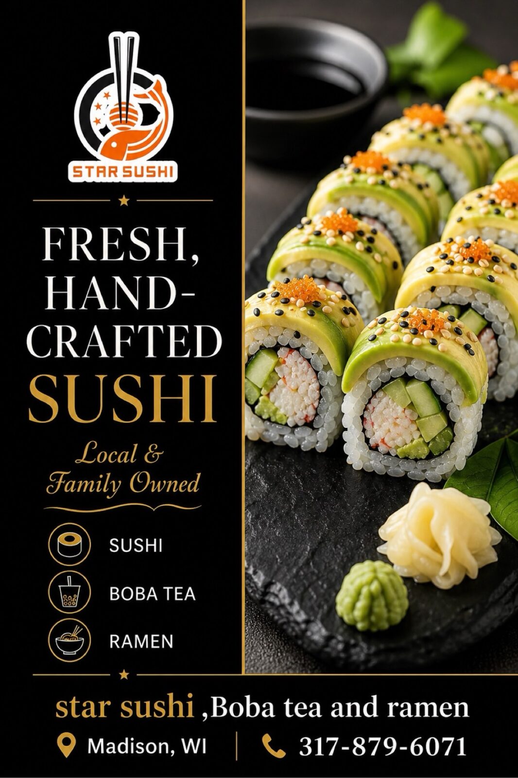 Star Sushi promotional flyer