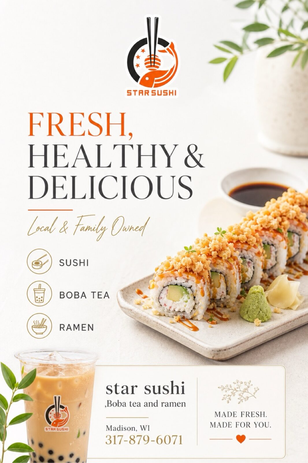 Star Sushi promotional flyer