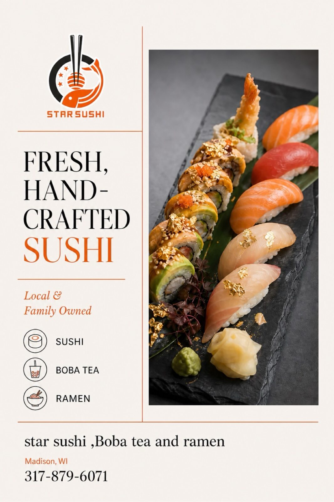 Star Sushi promotional flyer